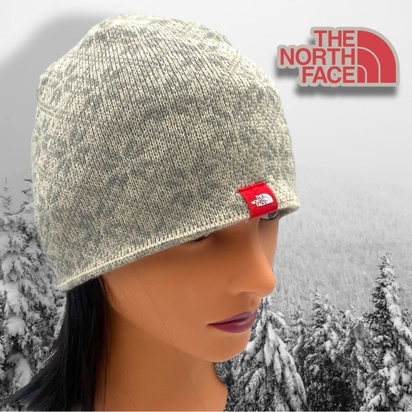 The North Face Light Gray Snowflake Knit Beanie - Picture 1 of 13